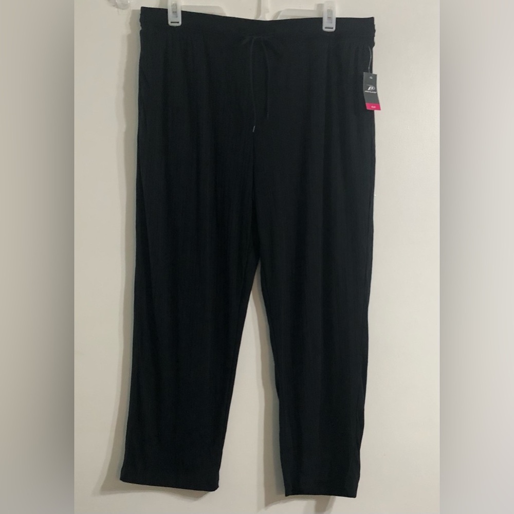 Women’s Veri rib stretchydressing pant two side pockets pull on black.plus 2X